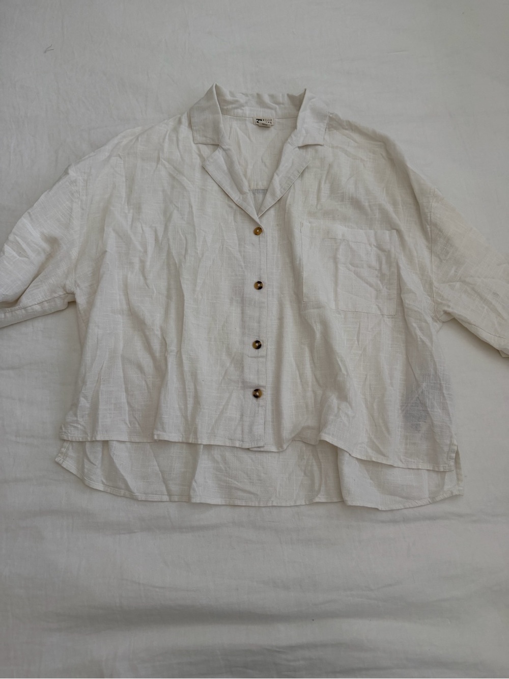 Billabong Cream Linen Button-Up Shirt